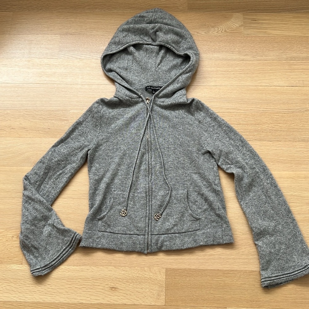 C.Z. Falconer Gray Cashmere Cropped Hoodie Size L